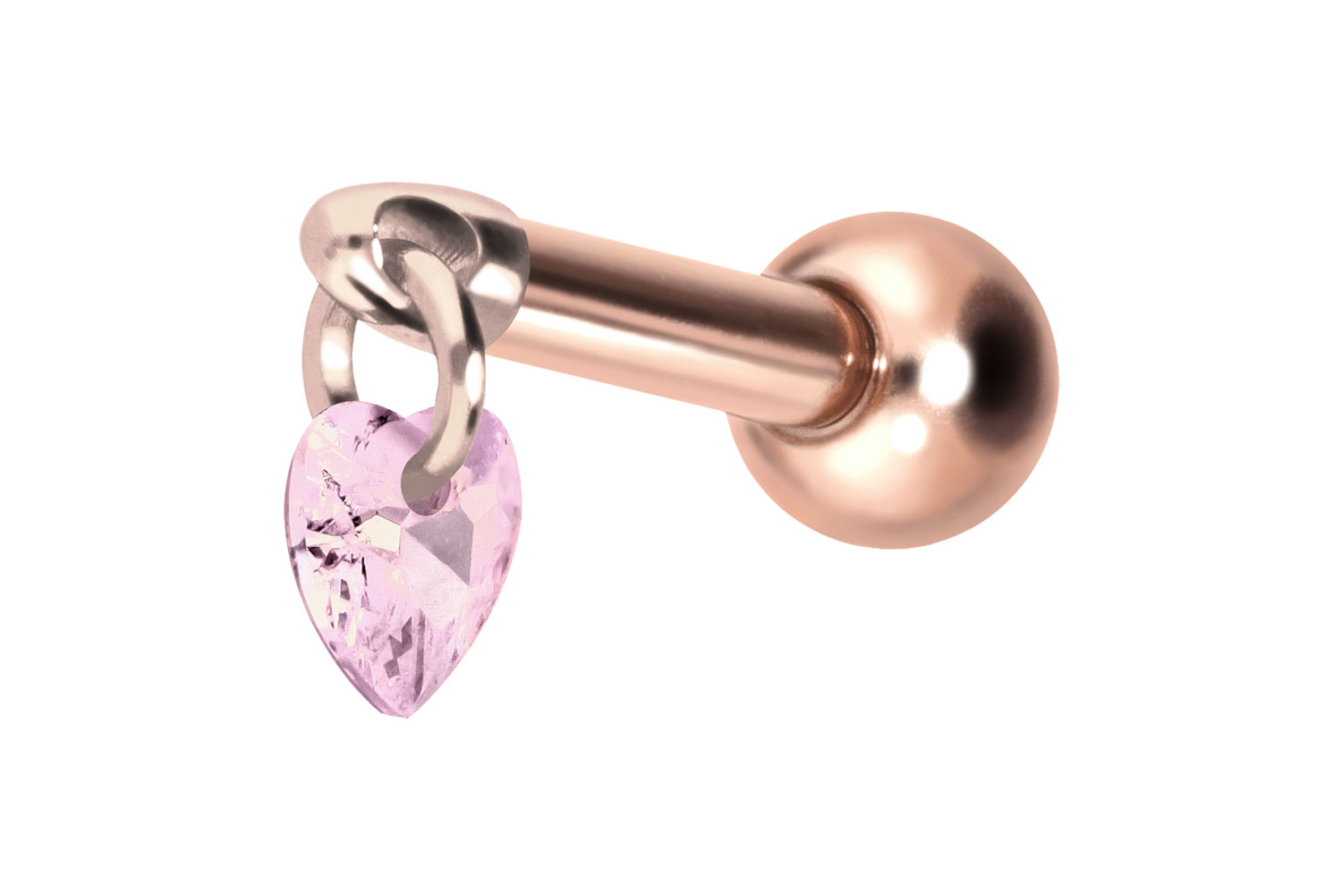 Titan Ohrpiercing mit Innengewinde KRISTALLHERZ